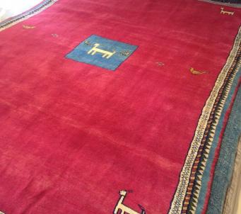 Persian tribal Thick Gabbeh Rug Red  6' x9'Iran Shiraz hand knotted Authentic