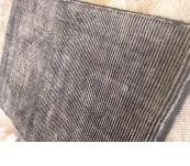 Silk and Wool Thin Strip rug black / White