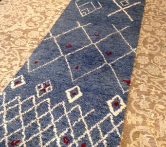 Beni Ourain Moroccan Runner rug 2'.9" x 10' Blue